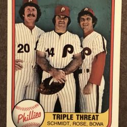 1981 Fleer Triple Threat Schmidt/Rose/Bowa Baseball #645 Philadelphia Phillies