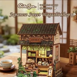 CUTEBEE Japanese Sweet Wagashi Shop Book Nook Kit with LED Light 3D