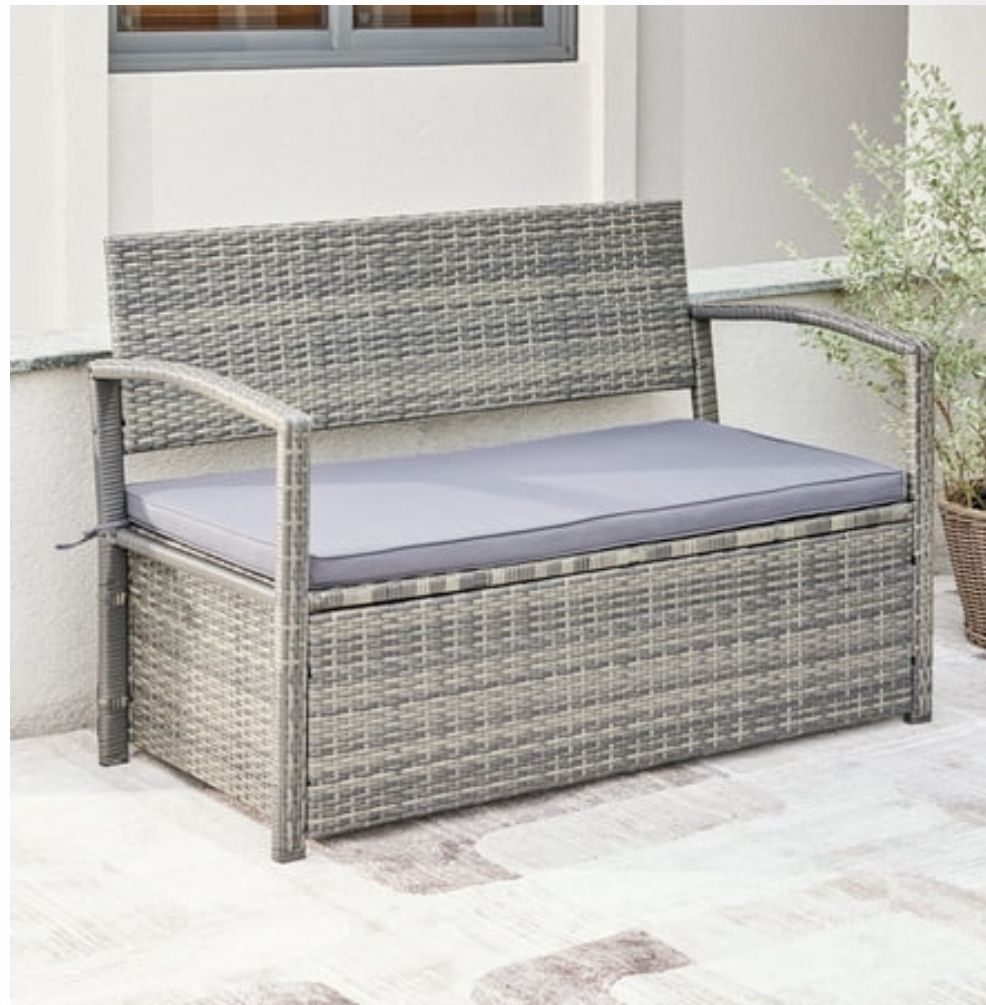 Wicker Lounge Sofa Storage bench