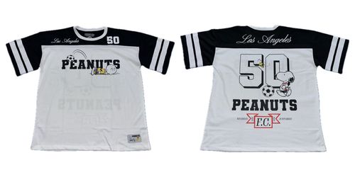 Peanuts Snoopy White Soccer Jersey Mens Medium & Large New Charlie Brown Los Angeles