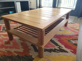 Rustic Hardwood Solid Teak Coffee Table Indoor Outdoors