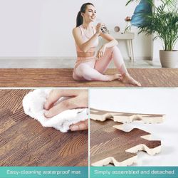 Interlocking Foam Mats Oak Wood Gym Flooring 120 Sq Ft