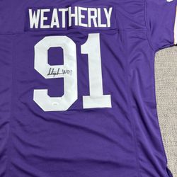 Stephen Weatherly Autographed/Signed Custom Jersey-JSA Coa Sticker Only-Vikings