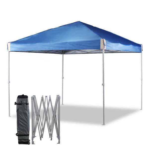 10 ft. x 10 ft. Blue Pop-Up Canopy Tent with Roller Bag Portable Instant Shade Canopy for Outdoor Events  Quick Setup: Most users complete a