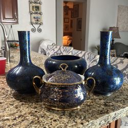 Vintage Blue & Gold Decorative Collection – Chinese Cloisonné & Royal Mazarine