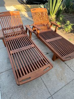 Teak Lounge Chairs x 2