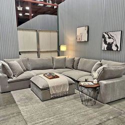 6-Piece Fabric Modular Sectional Taupe – New in box