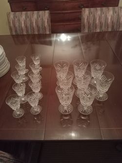 Vintage Crystal Water And Aperitif Glasses