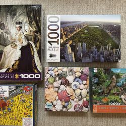 Bundle Of Five 1000 Piece Jigsaw Puzzles