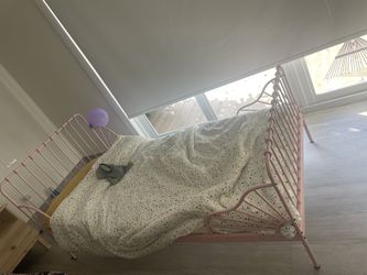Ikea Pink Metal Bed & Mattress