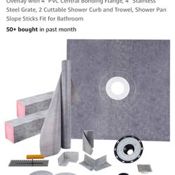 Shower curb Kit 48” X 48” Overlay With 4” PVC Flange