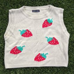 Shein Strawberry Pattern Sweater Vest | Women's Small
