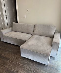 Corduroy Convertible  Sofa Bed with Adjustable Chaise and Storage