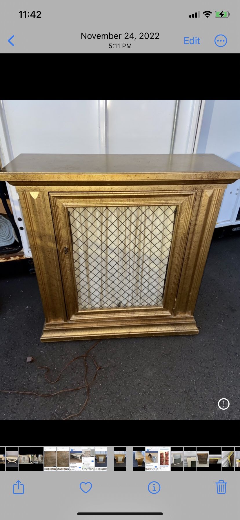 Vintage/antique gilded wood decorative/lamp cabinet