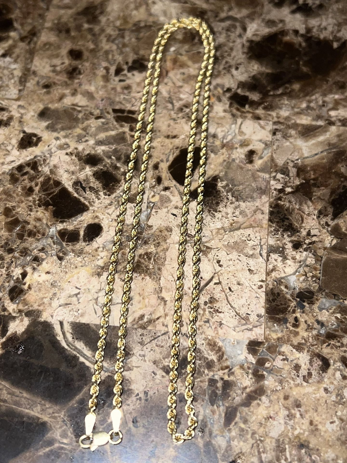 14 K Solid Gold Diamond Cut Rope Chain 