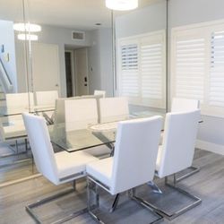 Glass top dining table  with 6 chairs