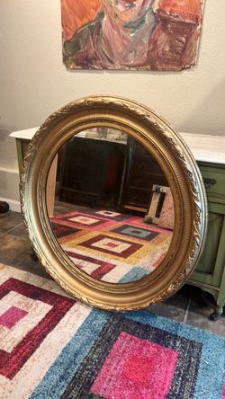 Large Round Gold Ornate Wall Mirror