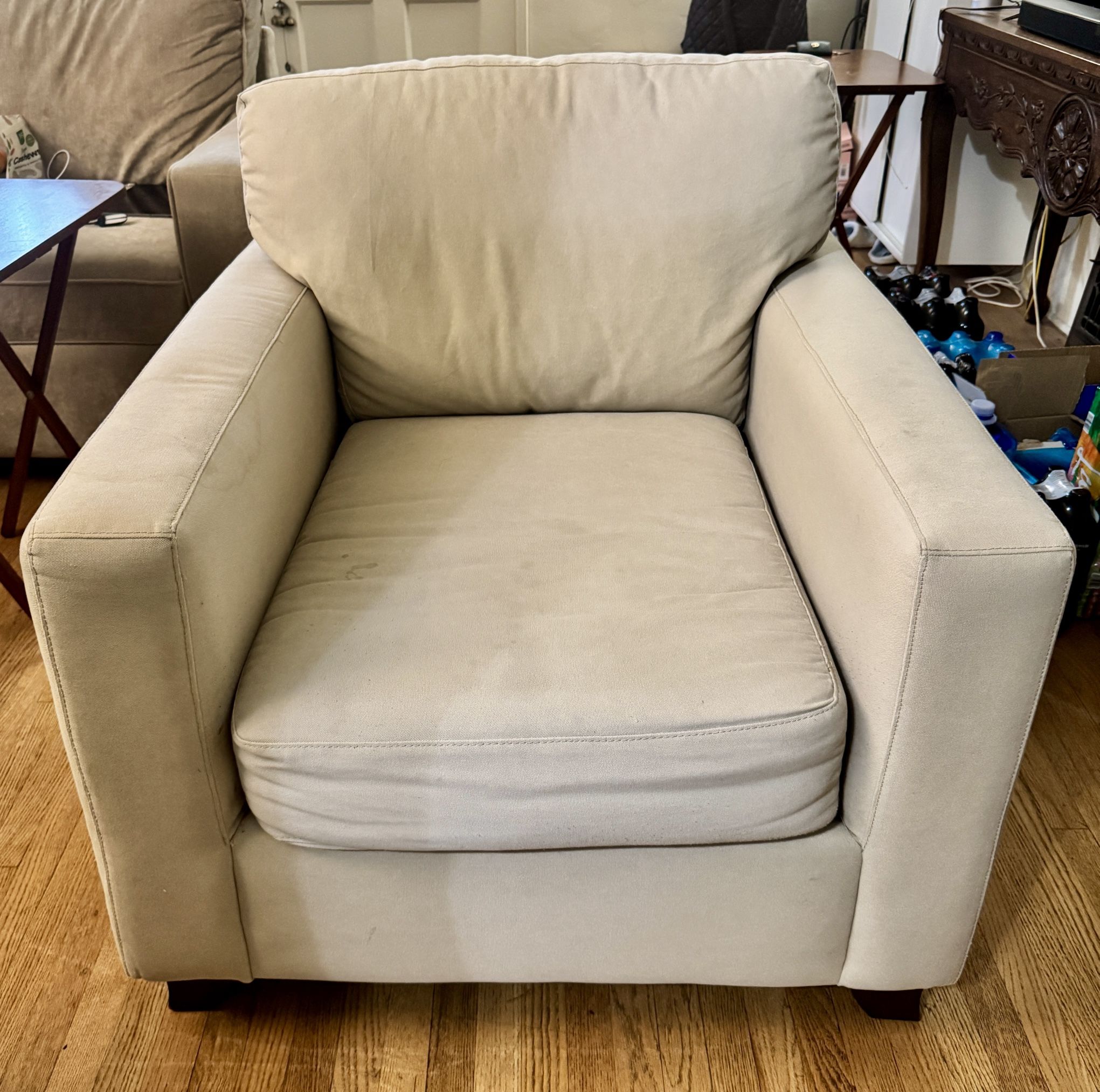 Modern Beige Armchair – Comfy & Stylish (Light Wear) – $100 OBO