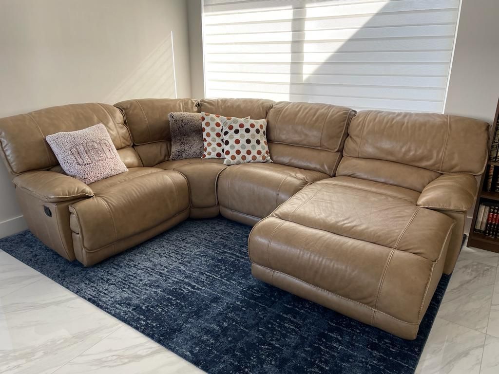 Tan leather sectional for Sale in Miami Beach, FL OfferUp