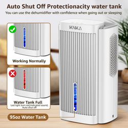 KNKA Dehumidifier, 95 OZ Water Tank Dehumidifier for Home (850 sq.ft), Ultra-quiet, Sleep Mode, Auto Shut off, 7 Colors LED Light, Dehumidifiers for B