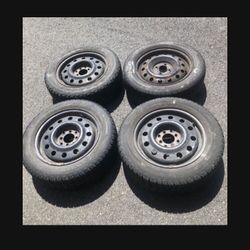 4 X 195/60r15 4x100 4x3.94 4x4.5 4x114.3 Steely Civic Stock Rims Wheels With Tires!!!!