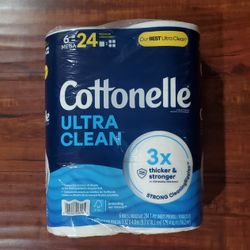 Cottonelle ULTRA CLEAN 3X Thicker And Stronger Toilet Paper: 6 MEGA Rolls = 24 Regular Rolls