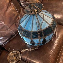 Blue Tiffany Style Hanging Light Fixture