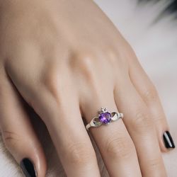 925 Sterling Silver February Birthstone Ring 