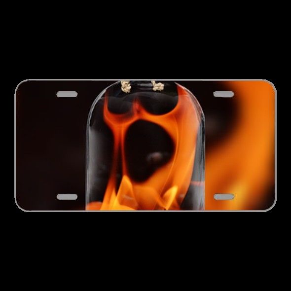 License Plate Novelty Car Front Flame Embers Spirit Genie Bottle
