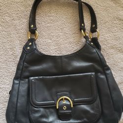 Coach F24686 Campbell Leather Triple Entry Hobo Shoulder Bag