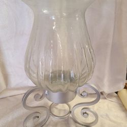 Wrought Iron And Glass Candle Holders 