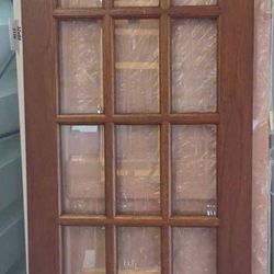 Solid Wood Door Slab, Multi-Paneled With Glass