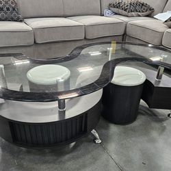 Serpentine Glass Coffee Table