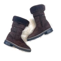 Blondo Brown Shearling Fur Suede Boots
