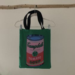 authentic green and pink andy warhol soup canvas tote 🥫