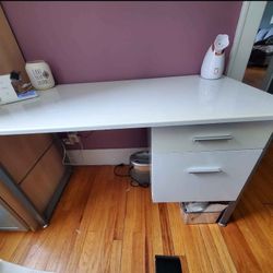 Glossy White Metal Desk