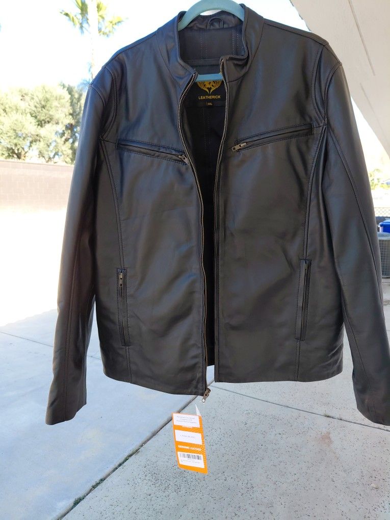 Mens XXL Lambskin Motorcycle Jacket
