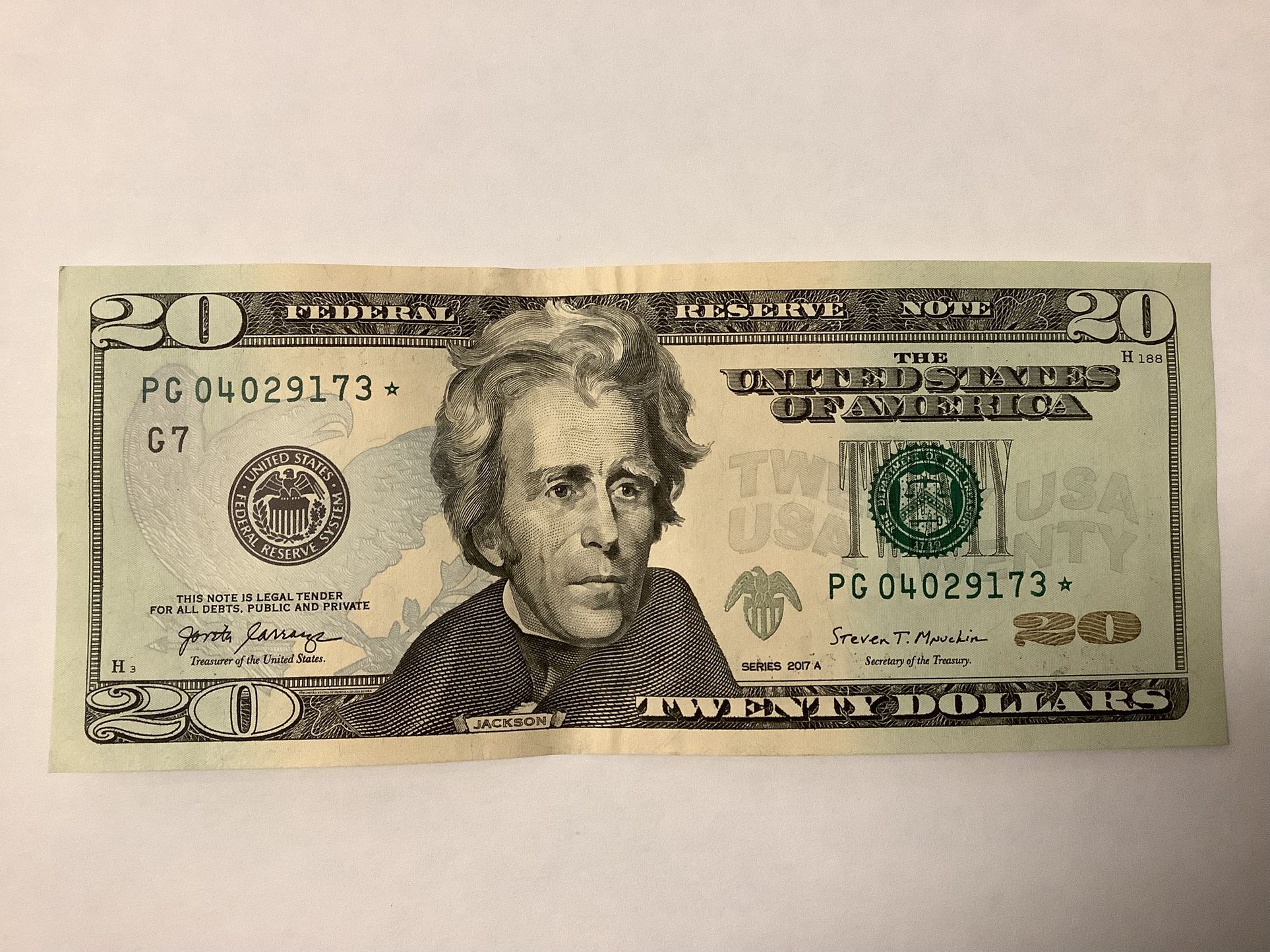 $20 Us Star Note Currency Bill