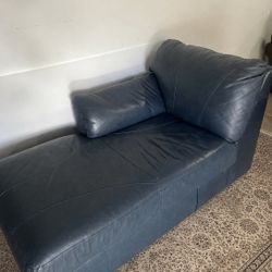 Blue Leather Sofa / Chaise – FREE Delivery