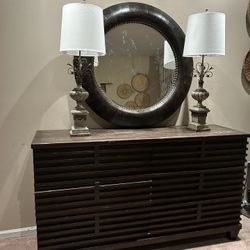 Solid Wood Dresses As Is. $100. Including Mirror And Lamps As Is  For Free. 