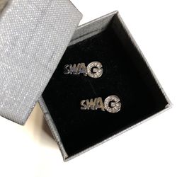 Set of Silver-Plated Diamond-studded earrings