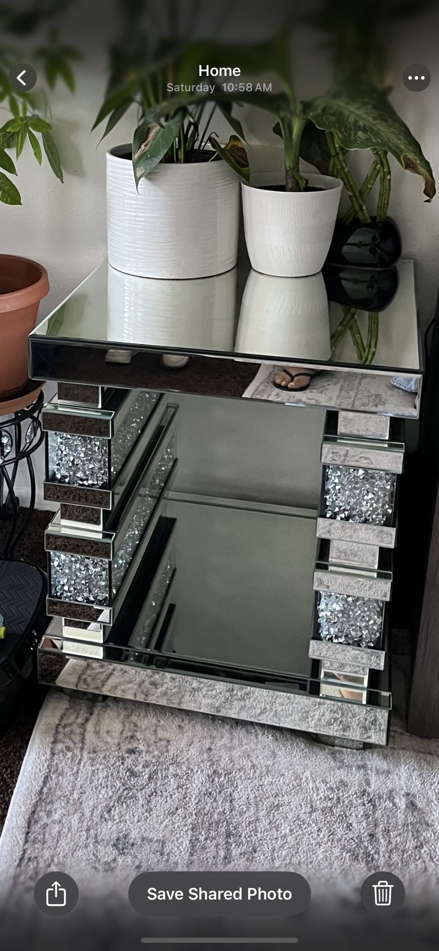 Glam Silver Mirrored End Table