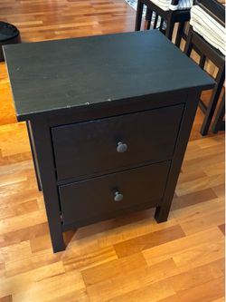 IKEA HEMNES 2-Drawer Nightstand – Black-Brown