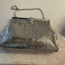 Whitting & Davis Silver Sequined Mesh Evening Bag (New)