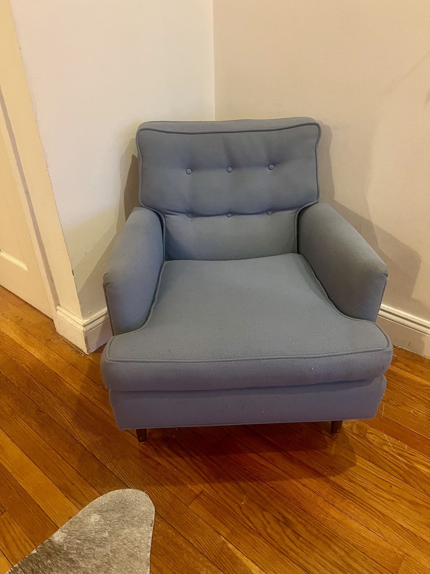 Vintage Mid-Century Powder Blue Armchair (Authentic, Not a Reproduction)