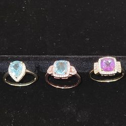 3 Amazing Rings, Topaz, Amethyst, .925 Silver, Brand New, $20 each
You get all 3 rings for $60