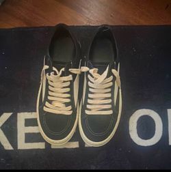 Black Low-Top Sneakers with Cream Laces