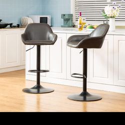 Brand  NEW Glitzhome Adjustable Faux Leather Swivel Bar Stools set Of 2  Barstools stool stools 