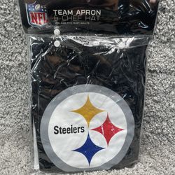 NFL Steelers Matching Chef Apron And Hat Grill Set One Size Adults Brand New