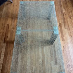 2 Designer Tempered Crackle Glass Coffee Table